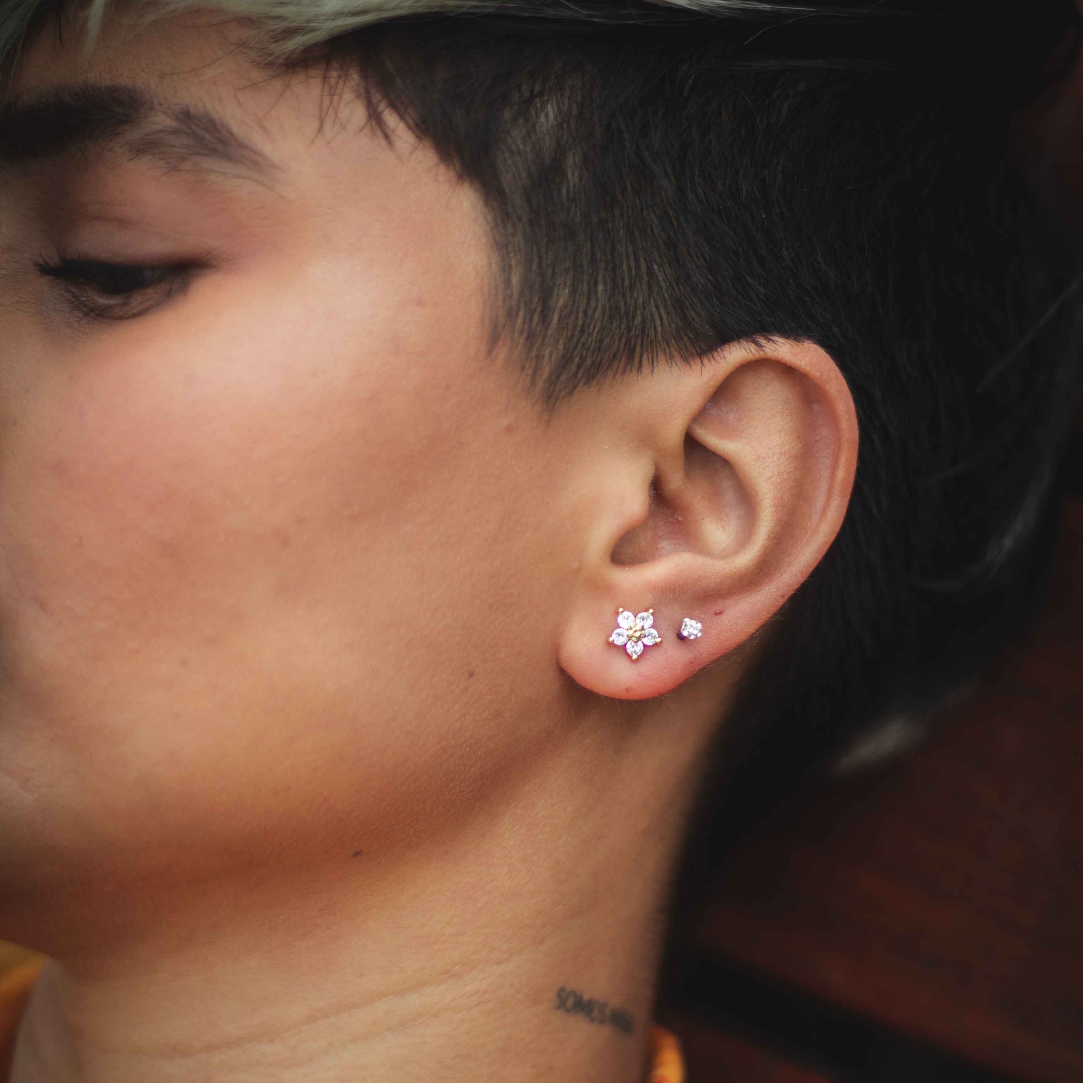 Arete Flor 5 circonias