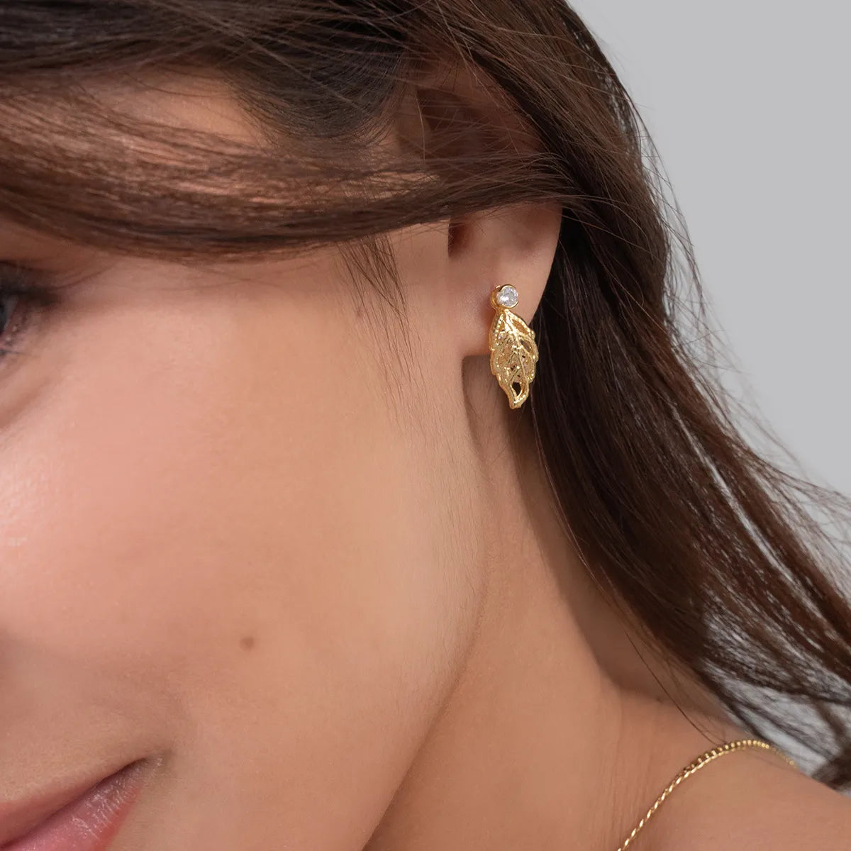 Arete Hoja Circonias 1.7 Cms