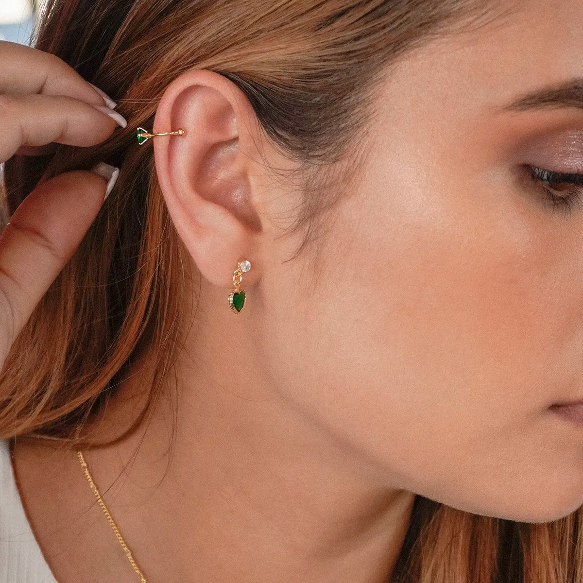 Arete Pearcing fake 1.4cm VERDE