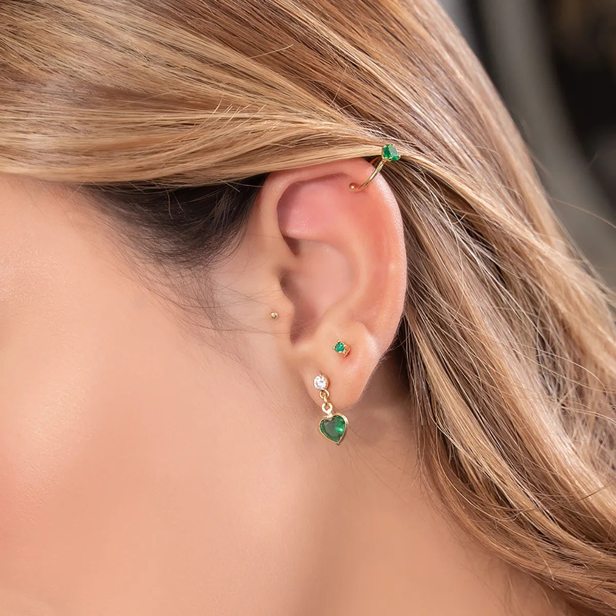 Arete Pearcing fake 1.4cm VERDE