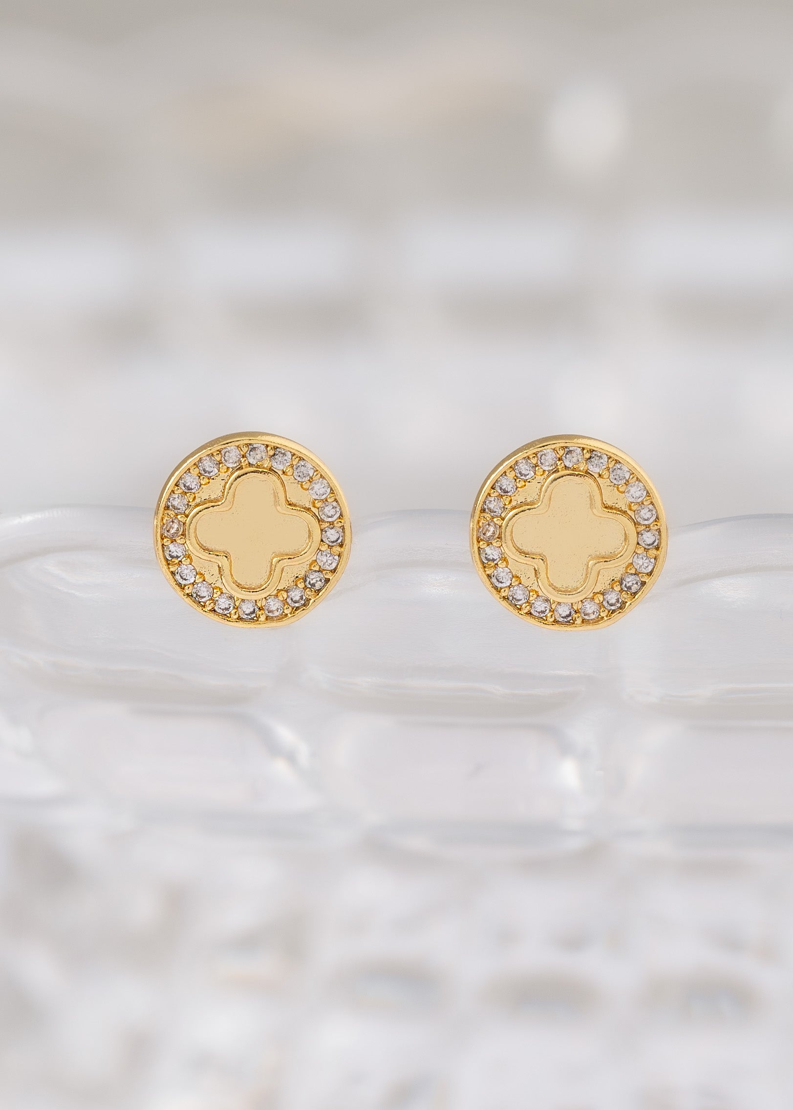 Arete Clover Redondo Circonias 1 Cm