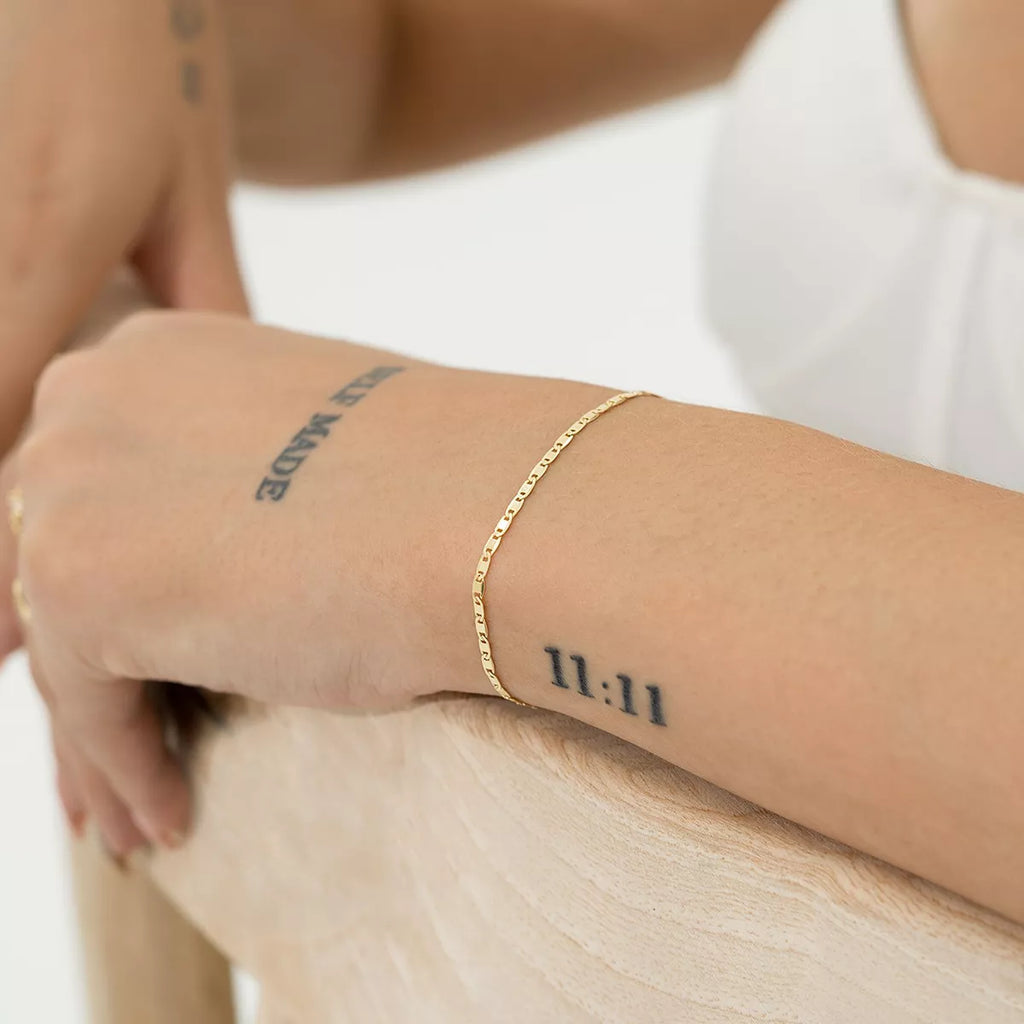 Pulsera Escalera Delg. Plana Lisa 16 Cms + Extensor