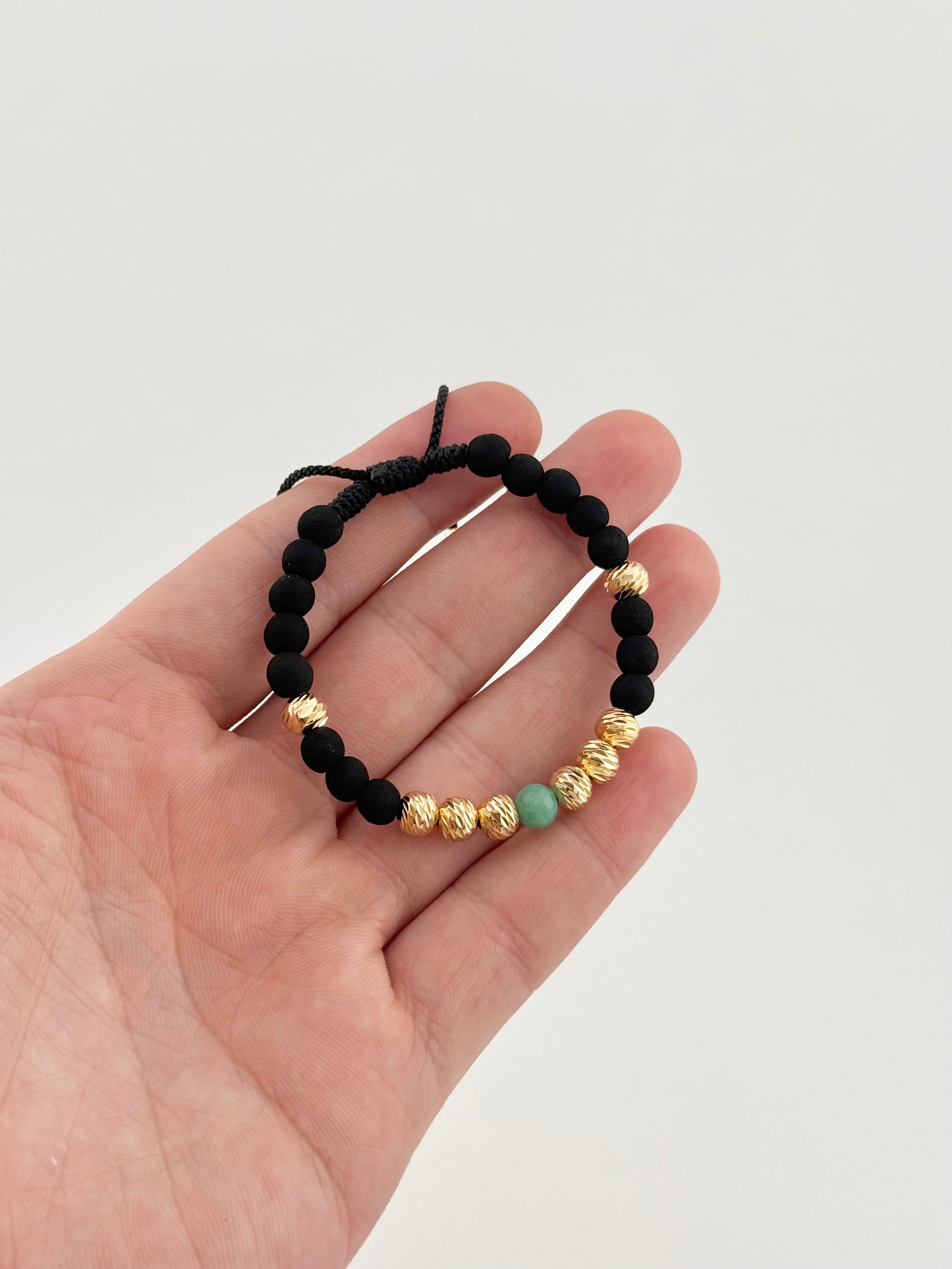 Pulsera con esmeralda y balín Italy y neopreno