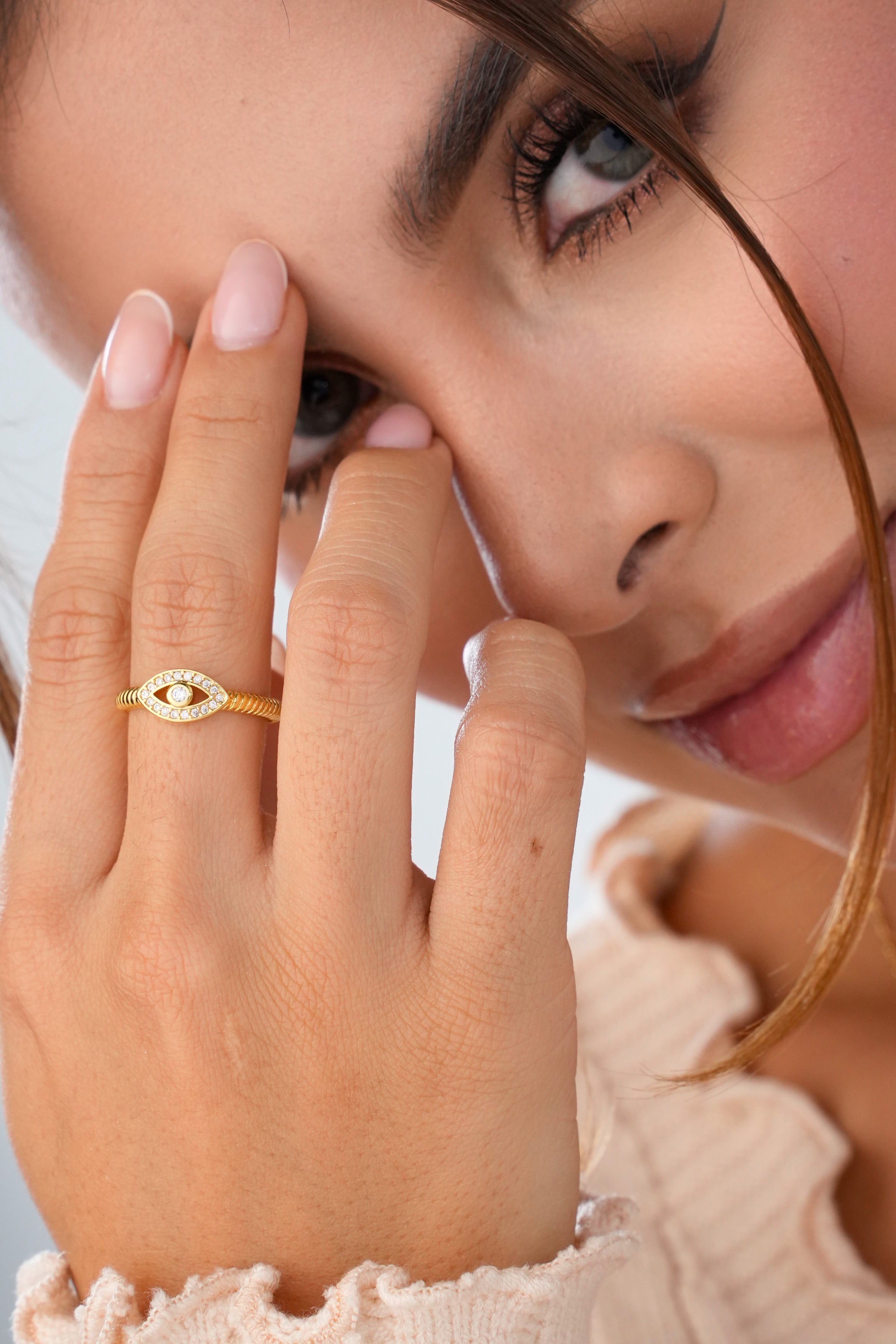 Anillo Ojo Turco Cristal Ajustable