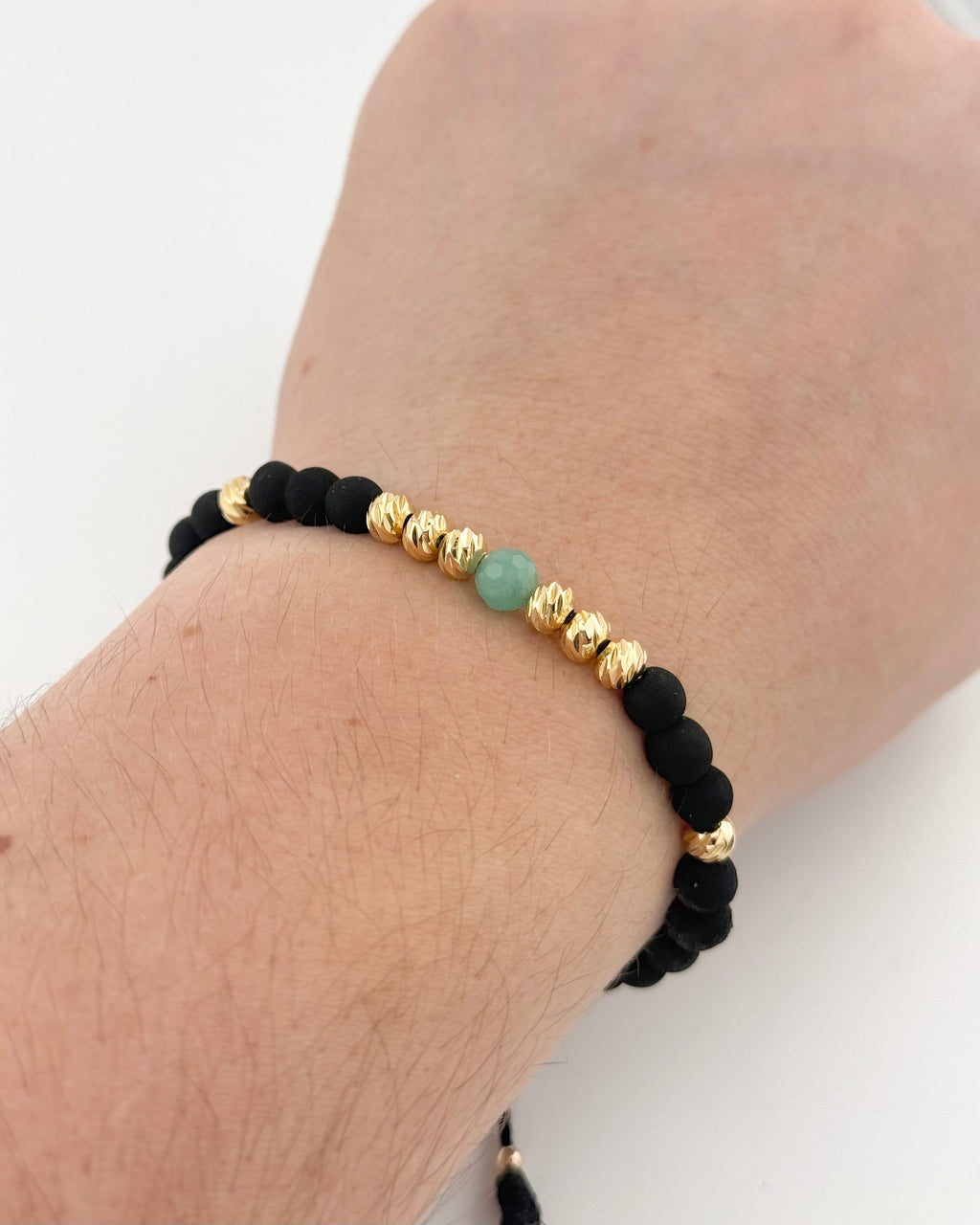 Pulsera con esmeralda y balín Italy y neopreno