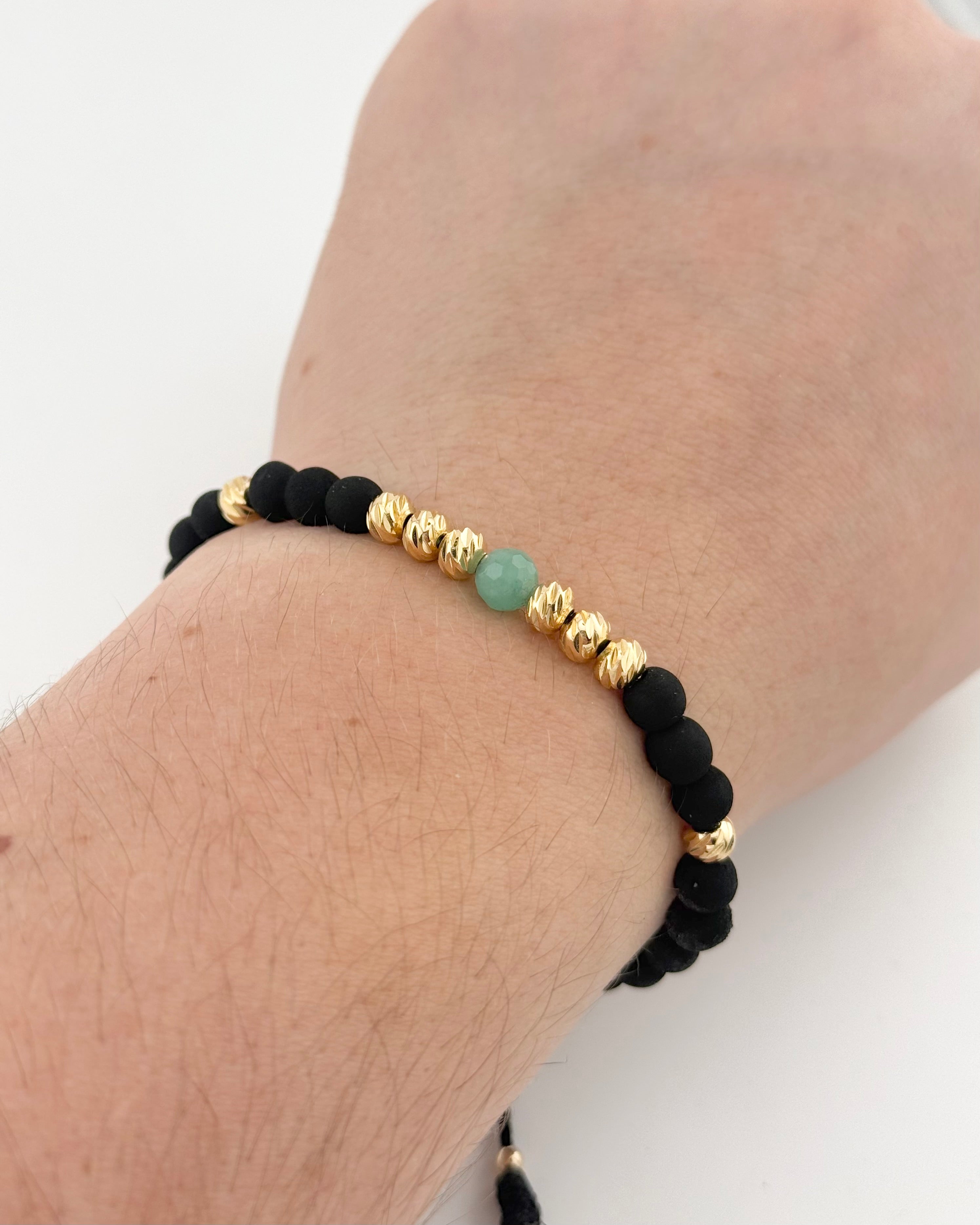 Pulsera con esmeralda y balín Italy y neopreno