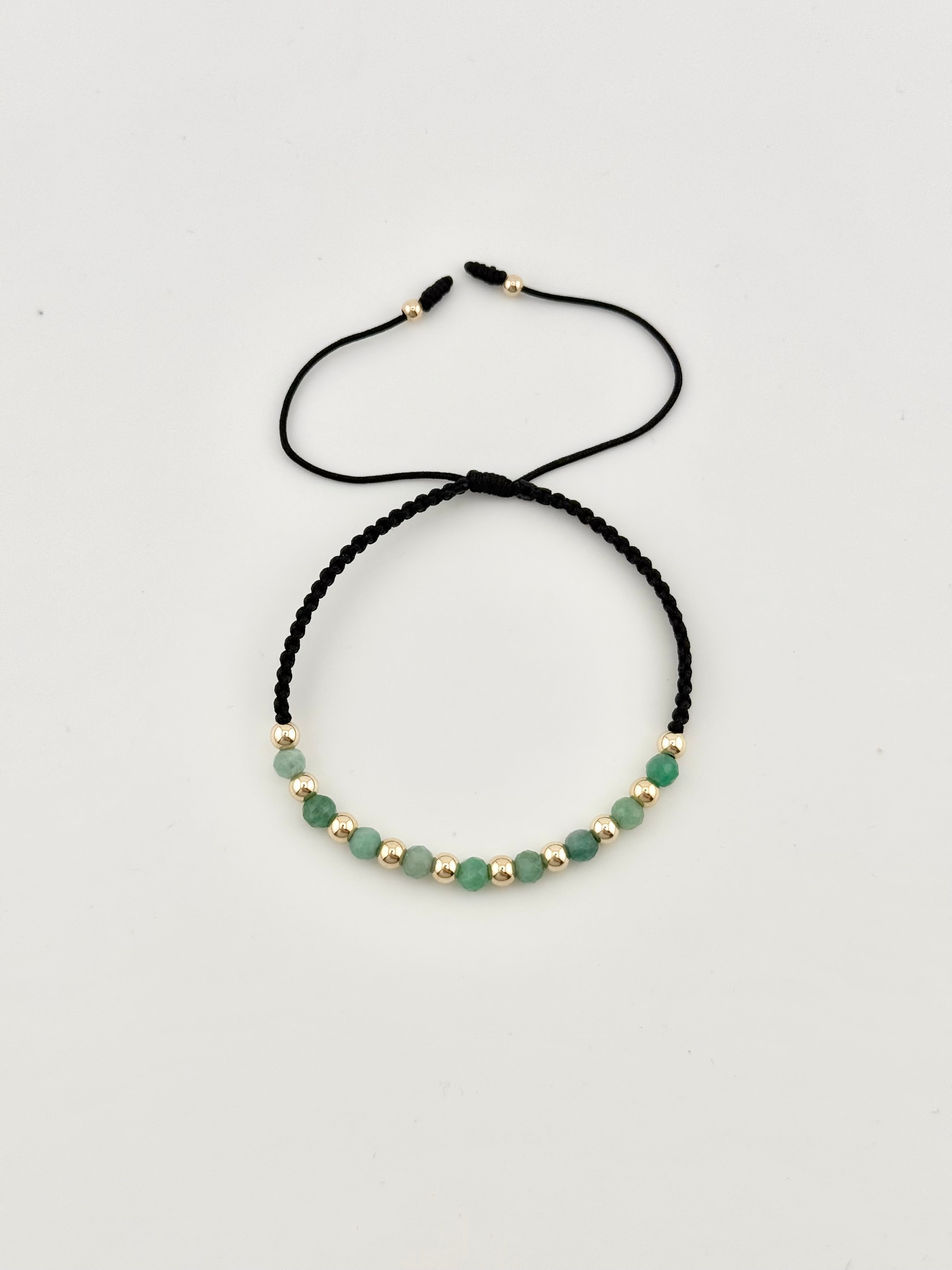 Cadena tejido marine, pulsera esmeralda mini