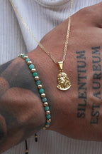 Cadena tejido marine, pulsera esmeralda mini