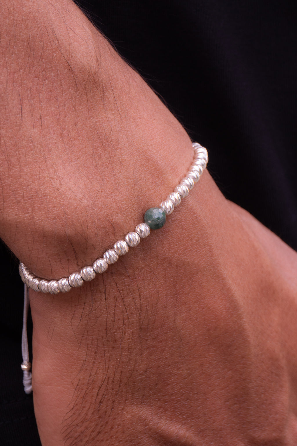 PULSERA SLV DE PLATA Y ESMERALDA