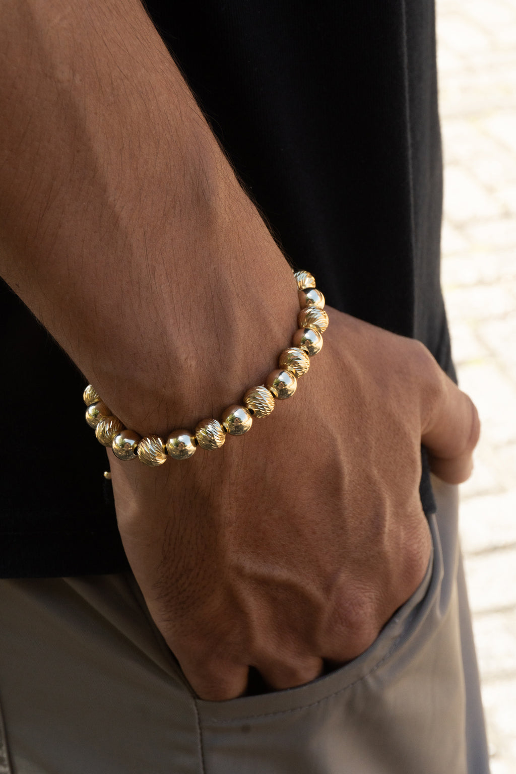 PULSERA CON BALIN DIAMANTADO Y LIZO #8