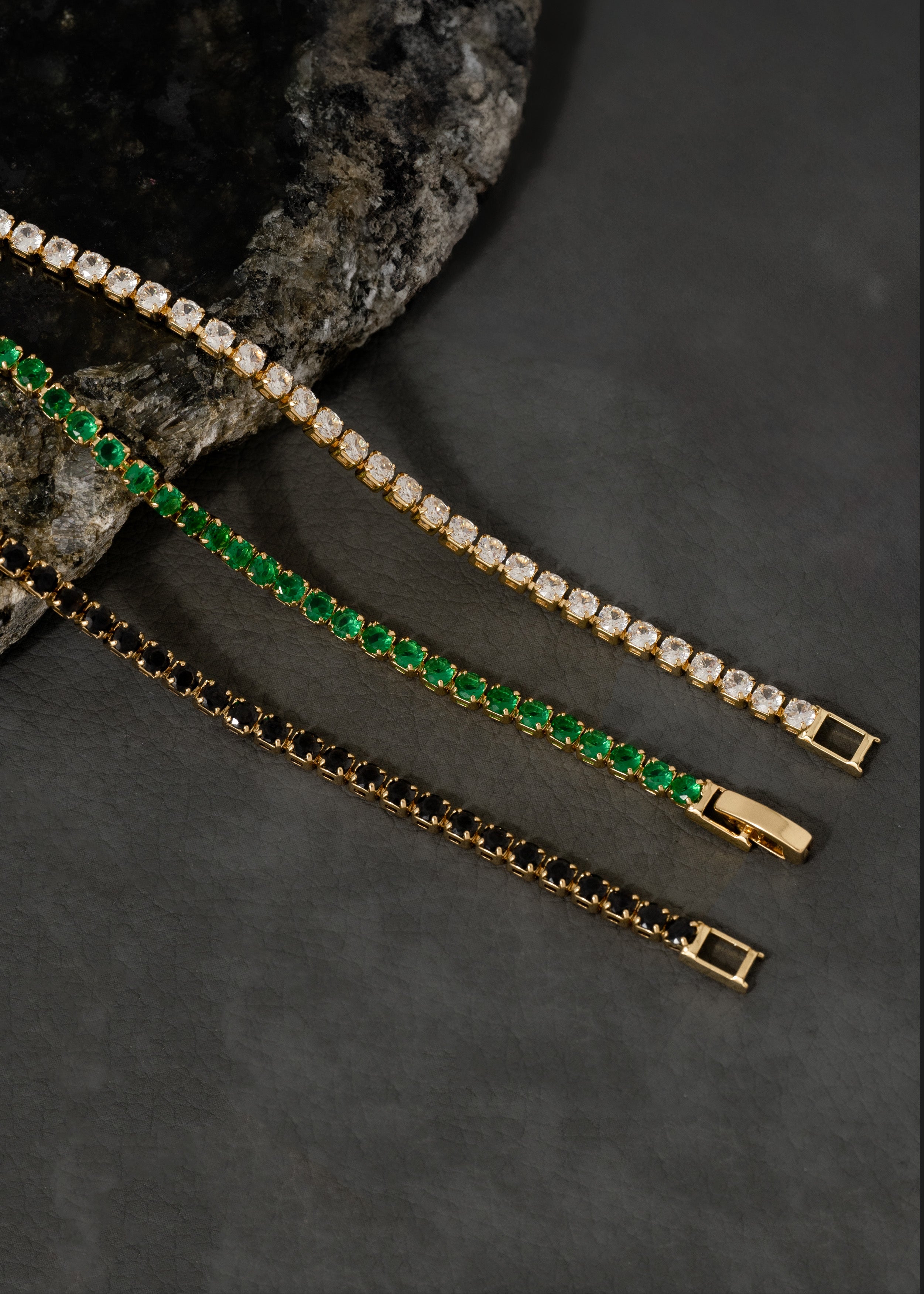 Pulsera Circonias Negra 20 Cms