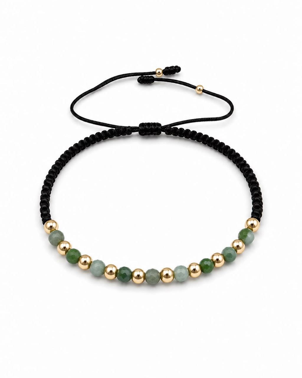 Pulsera Esmeralda Verde en Macramé con Oro Laminado