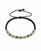 Pulsera Esmeralda Verde en Macramé con Oro Laminado